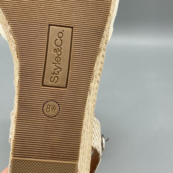NEW Style & Co Women’s Mailena Wedge Espadrille Sandals Beige Size 8W - Picture 6 of 10